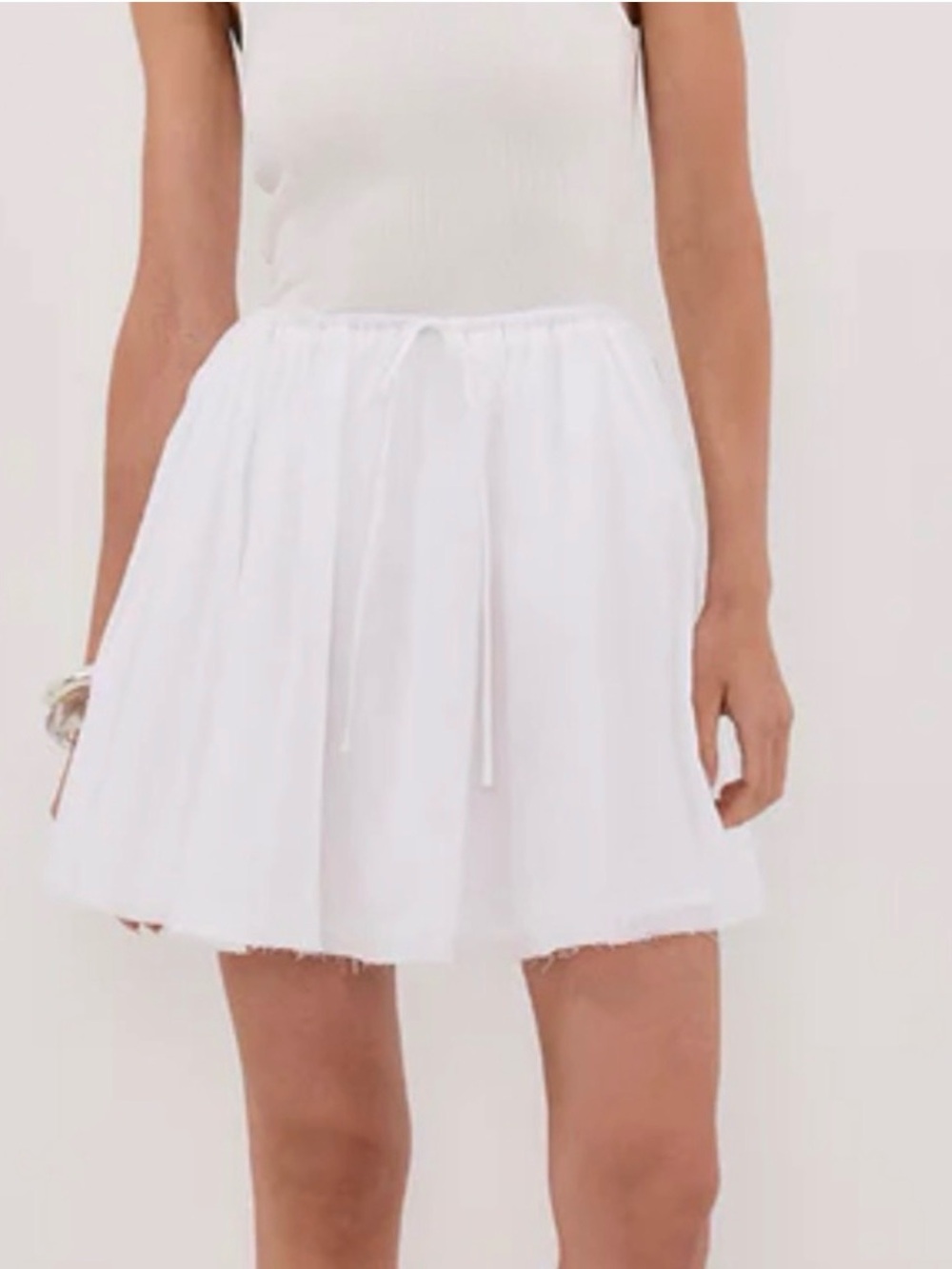 DISSH Sia White Drawstring Mini Skirt NWT
